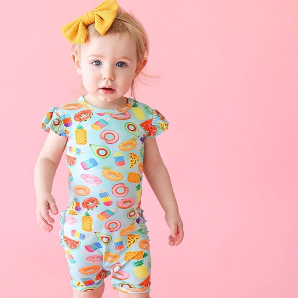 Posh Peanut Food Floatie Fun Ruffled Cap Sleeve 0-3 &
3-6M NWT